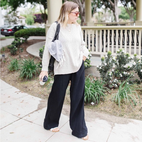 NWT! GAP Black Wide Leg crinkle Gauze gauzy  Crinkle Pants Lightweight small - Picture 2 of 9